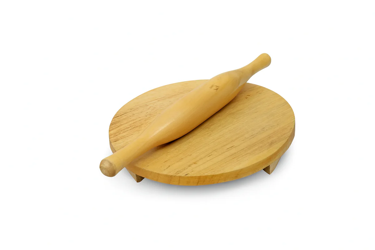 Premium Wooden Chakla Belan Set – Natural Finish Roti Rolling Board & Pin
